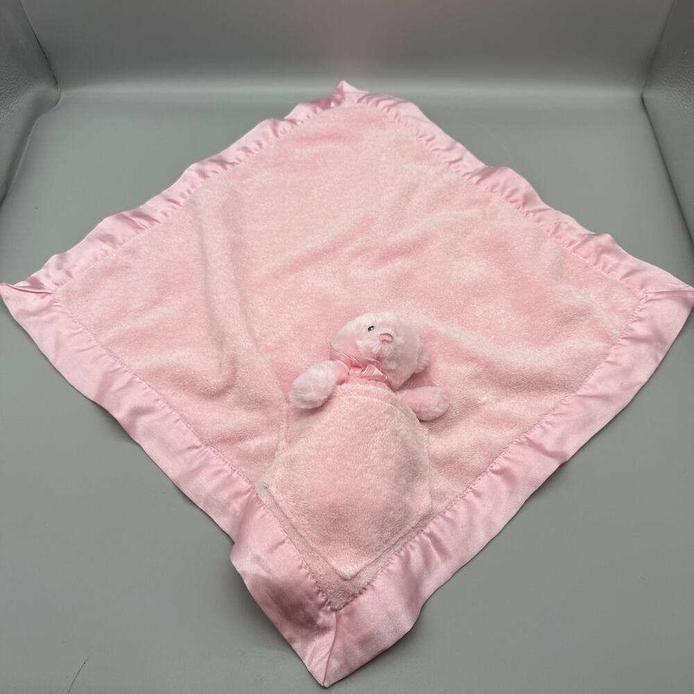 Gund Baby Pink My First Teddy lovey with rest in pocket Security Blanket Plush